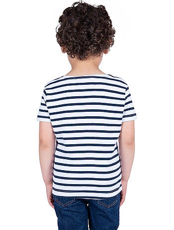 Marinière Coton BIO manches courtes 'Breizh Océan', tee shirt enfant mixte