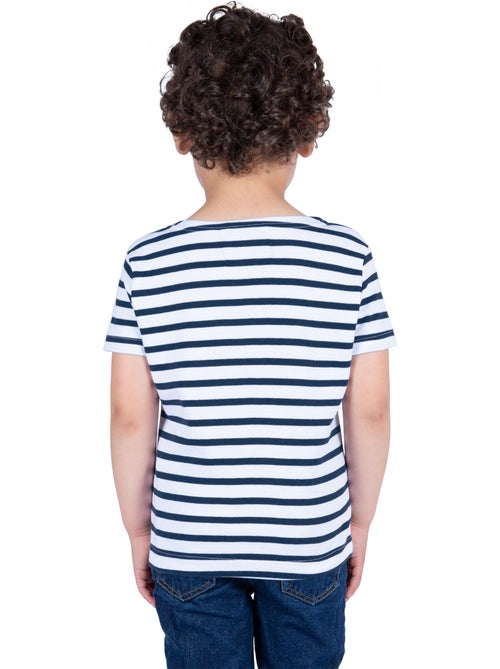 Marinière Coton BIO manches courtes 'Breizh Océan', tee shirt enfant mixte - Kiabi