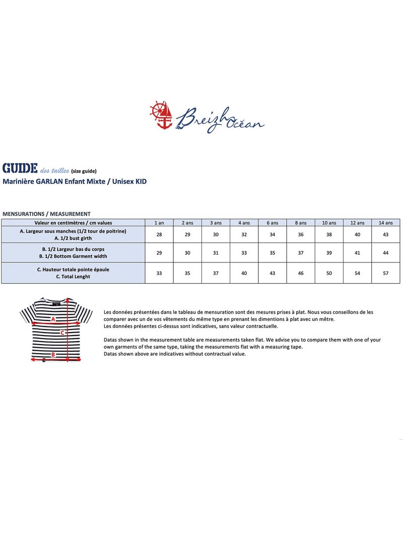 Marinière Coton BIO manches courtes 'Breizh Océan', tee shirt enfant mixte Blanc/Rouge - Kiabi