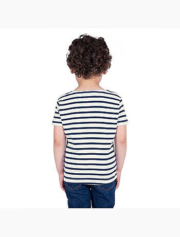 Marinière Coton BIO manches courtes 'Breizh Océan', tee shirt enfant mixte