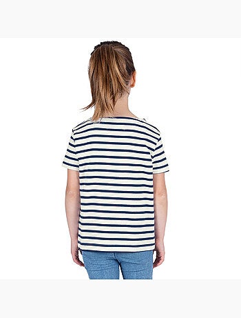Marinière Coton BIO manches courtes 'Breizh Océan', tee shirt enfant mixte