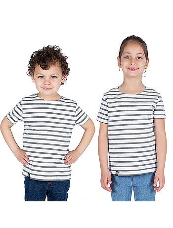 Marinière Coton BIO manches courtes 'Breizh Océan', tee shirt enfant mixte