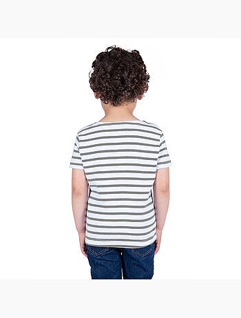 Marinière Coton BIO manches courtes 'Breizh Océan', tee shirt enfant mixte