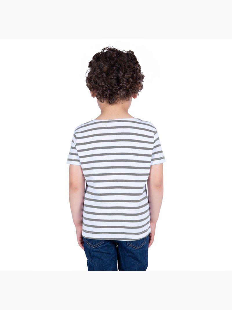 Marinière Coton BIO manches courtes 'Breizh Océan', tee shirt enfant mixte Gris - Kiabi