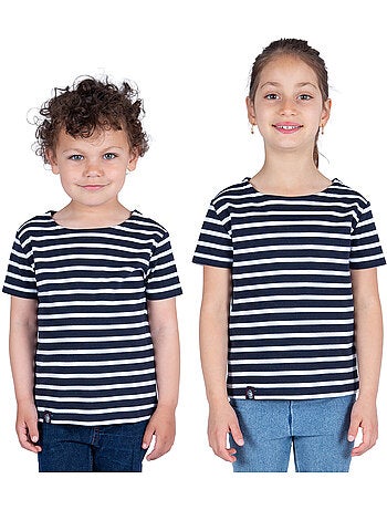 Marinière Coton BIO manches courtes 'Breizh Océan', tee shirt enfant mixte
