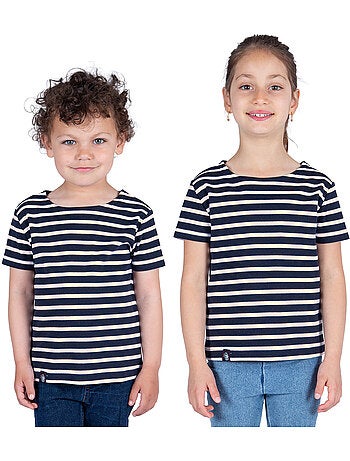 Marinière Coton BIO manches courtes 'Breizh Océan', tee shirt enfant mixte