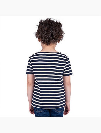 Marinière Coton BIO manches courtes 'Breizh Océan', tee shirt enfant mixte