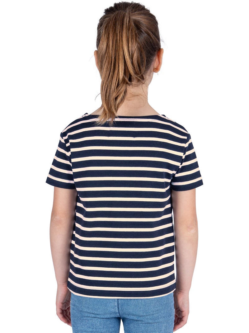 Marinière Coton BIO manches courtes 'Breizh Océan', tee shirt enfant mixte Marine/Ecru - Kiabi