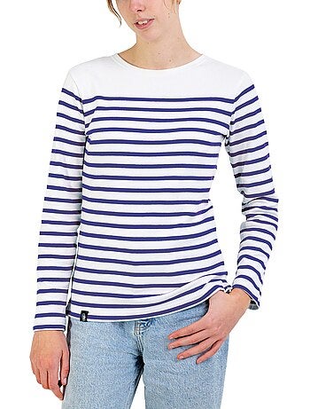 Marinière Femme Coton Bio Épais PIRIAC - Tee Shirt Manches Longues Rayé