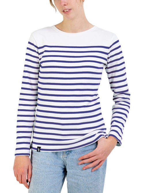 Marinière Femme Coton Bio Épais PIRIAC - Tee Shirt Manches Longues Rayé - Kiabi