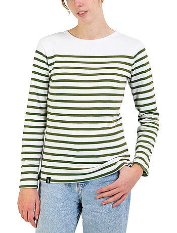 Marinière Femme Coton Bio Épais PIRIAC - Tee Shirt Manches Longues Rayé