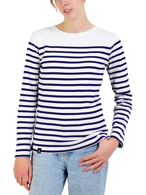 Marinière Femme Coton Bio Épais PIRIAC - Tee Shirt Manches Longues Rayé - Kiabi