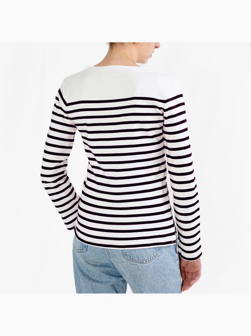 Marinière Femme Coton Bio Épais PIRIAC - Tee Shirt Manches Longues Rayé - Kiabi