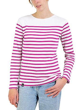 Marinière Femme Coton Bio Épais PIRIAC - Tee Shirt Manches Longues Rayé