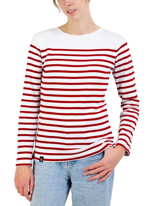 Marinière Femme Coton Bio Épais PIRIAC - Tee Shirt Manches Longues Rayé - Kiabi