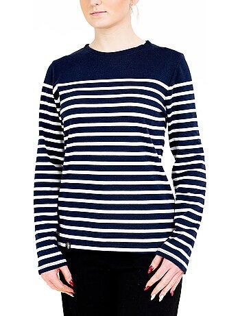Marinière Femme Coton Bio Épais PIRIAC - Tee Shirt Manches Longues Rayé