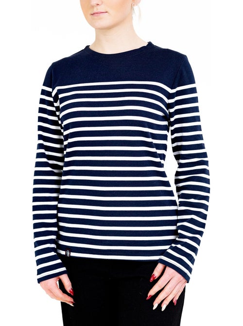 Marinière Femme Coton Bio Épais PIRIAC - Tee Shirt Manches Longues Rayé - Kiabi