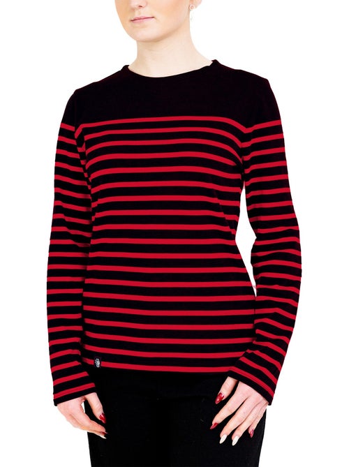 Marinière Femme Coton Bio Épais PIRIAC - Tee Shirt Manches Longues Rayé - Kiabi