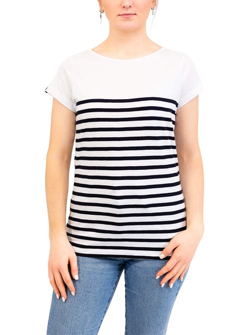 Marinière femme en coton léger 'breizh océan', t-shirt à rayures femme - Kiabi