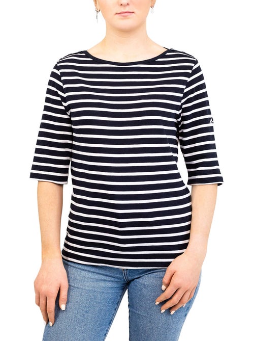 Marinière femme manches 3/4 'breizh océan', t-shirt à rayures coupe ajustée - Kiabi