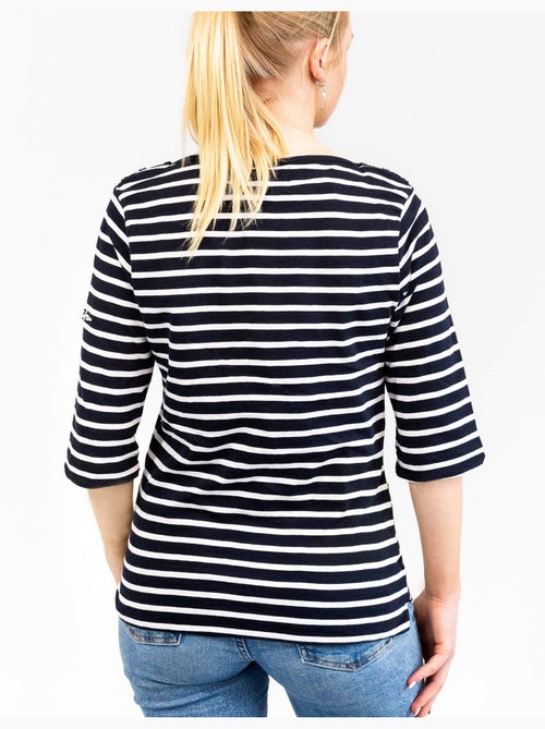 Marinière femme manches 3/4 'breizh océan', t-shirt à rayures coupe ajustée - Kiabi