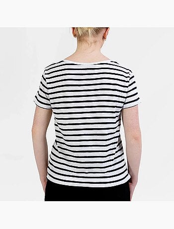 Marinière Manches Courtes 'Breizh Océan', T-shirt Été, 100% Coton léger