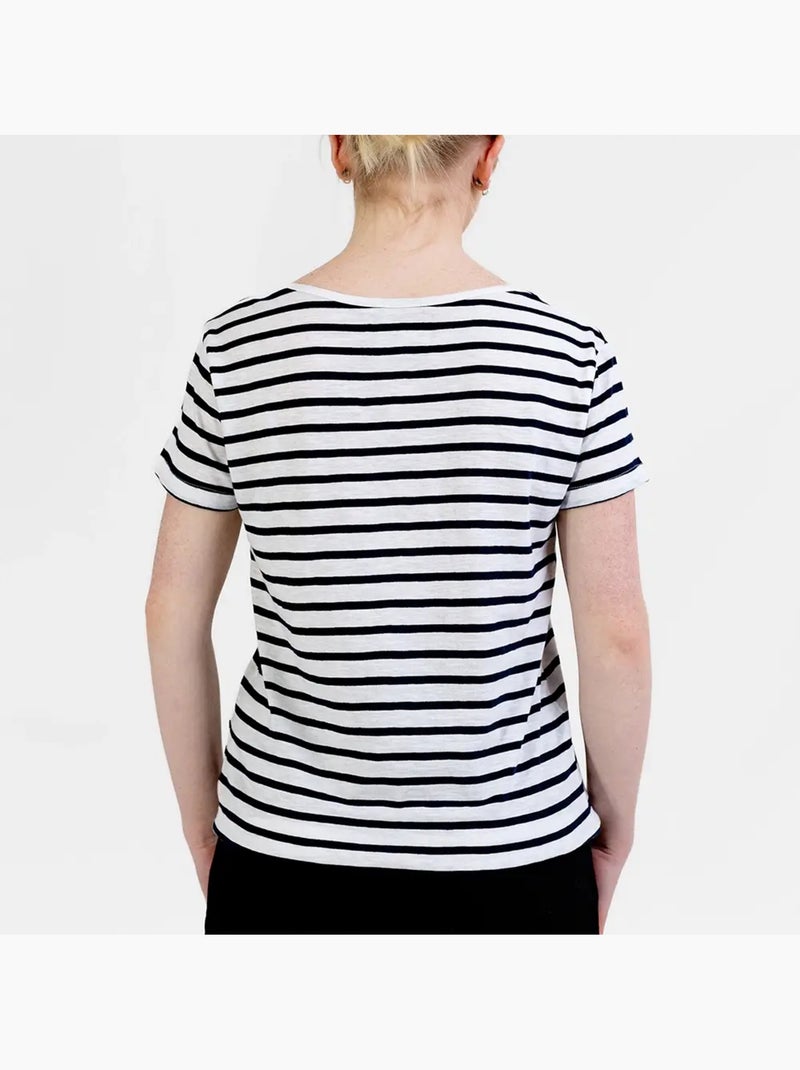 Marinière Manches Courtes 'Breizh Océan', T-shirt Été, 100% Coton léger Blanc/Marine - Kiabi