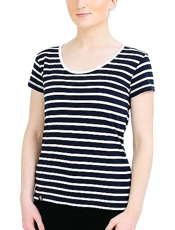 Marinière Manches Courtes 'Breizh Océan', T-shirt Été, 100% Coton léger