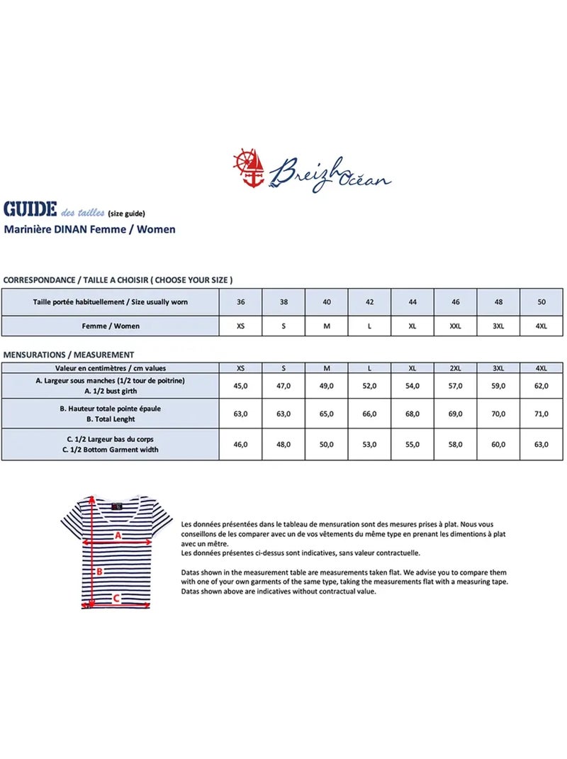 Marinière Manches Courtes 'Breizh Océan', T-shirt Été, 100% Coton léger Marine/Blanc - Kiabi