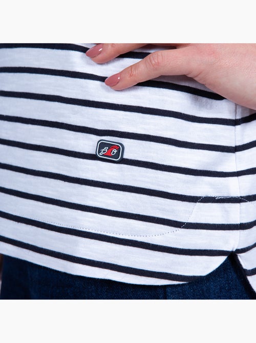 Marinière manches courtes Femme en Coton Bio 'Breizh Océan', Tshirt femme Rayé - Kiabi