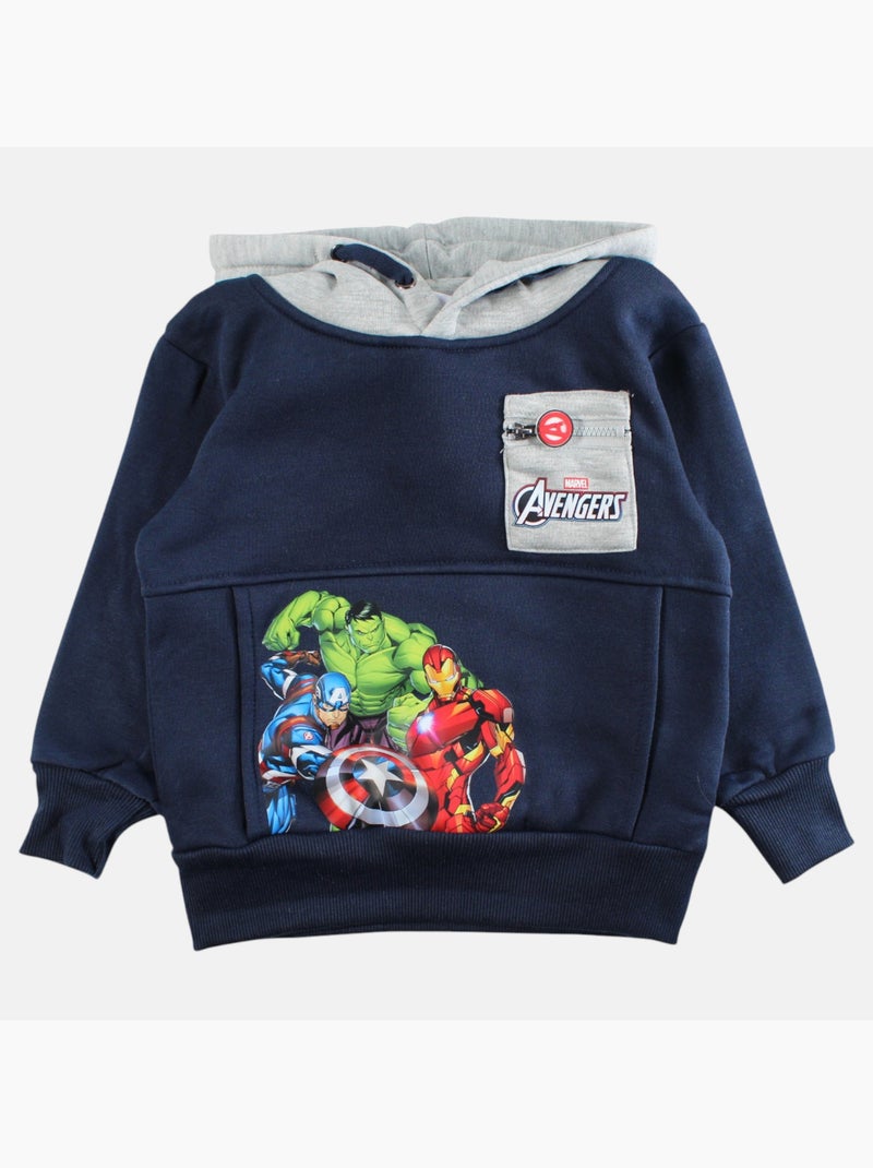 Marvel - Sweat à capuche avec poche kangourou Bleu marine - Kiabi