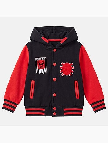 Marvel - veste teddy à capuche boutonnée imprimée, manches longues et détails brodés