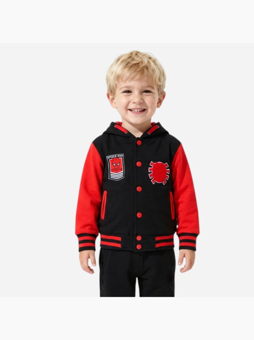 Marvel - veste teddy à capuche boutonnée imprimée, manches longues et détails brodés - Kiabi