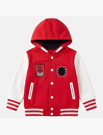 Marvel - veste teddy à capuche boutonnée imprimée, manches longues et détails brodés