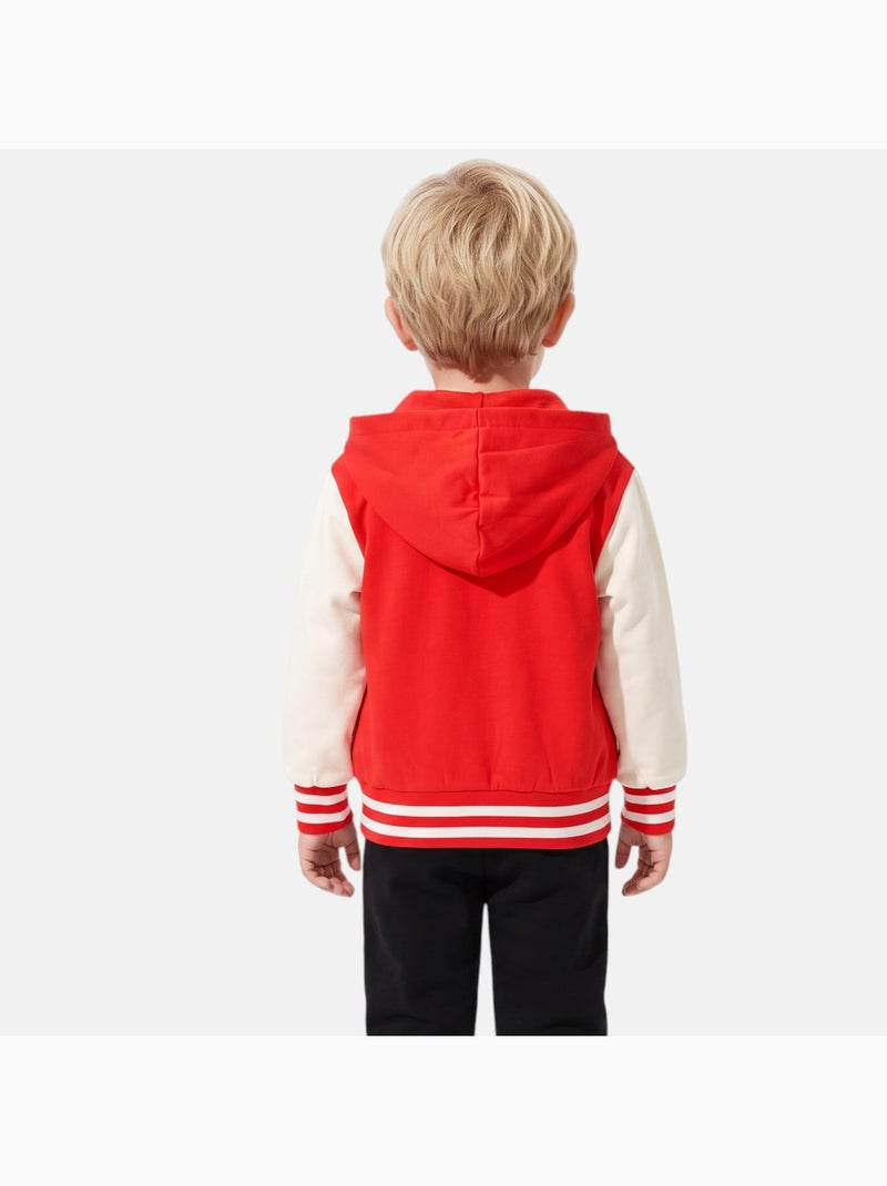 Marvel - veste teddy à capuche boutonnée imprimée, manches longues et détails brodés Rouge - Kiabi