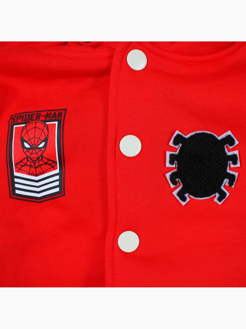 Marvel - veste teddy à capuche boutonnée imprimée, manches longues et détails brodés Rouge - Kiabi