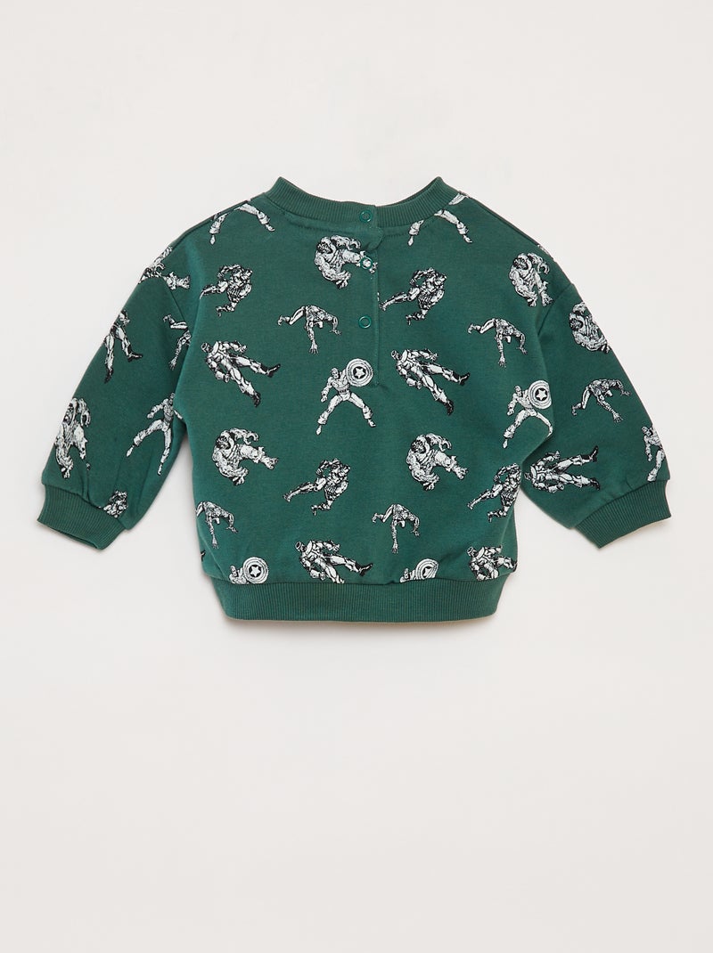 'Marvel'-sweater met lange mouw GROEN - Kiabi