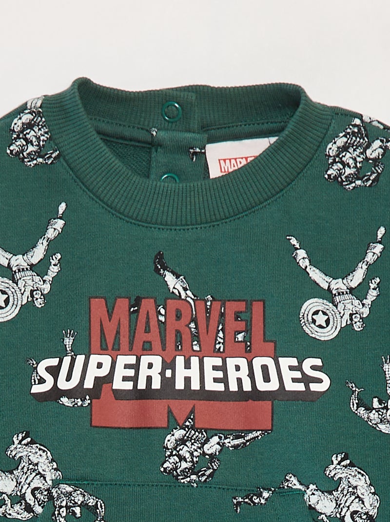 'Marvel'-sweater met lange mouw GROEN - Kiabi