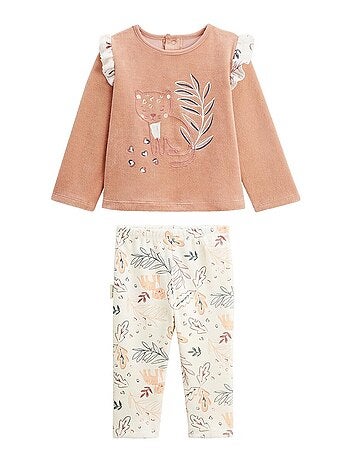 Matcha tweedelige velours pyjama voor kinderen
