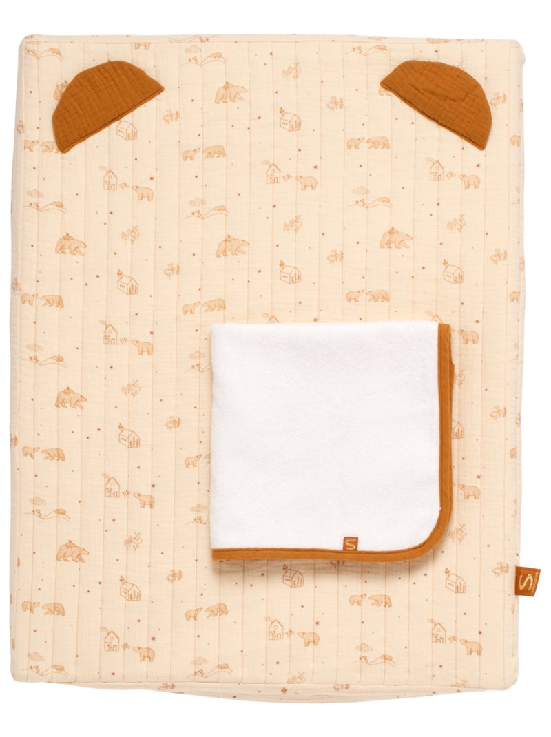 Matelas à langer en double gaze de coton et sa serviette - sauthon Beige - Kiabi
