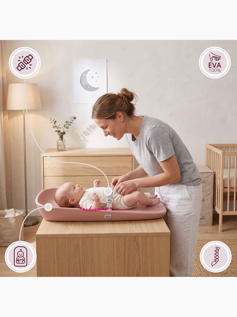 Matelas à langer plan souple imperméable ceinture de sécurité moby-system Rose - Kiabi