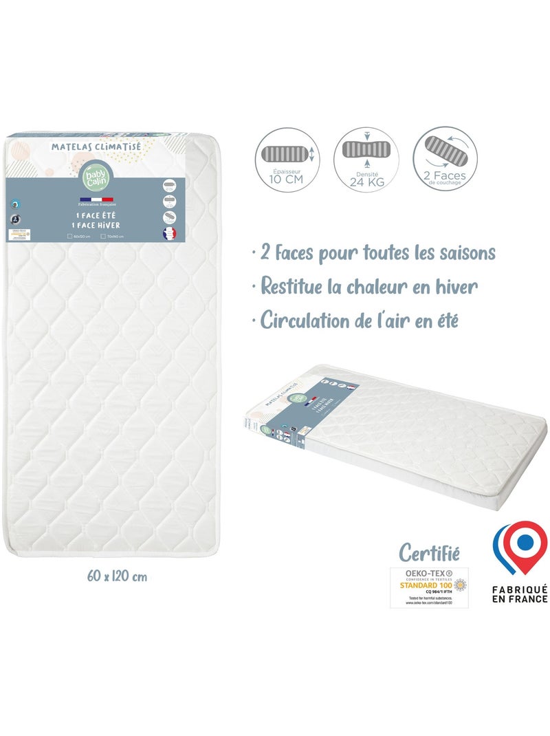 Matelas bébé Climatisé Ete / Hiver Blanc - Kiabi