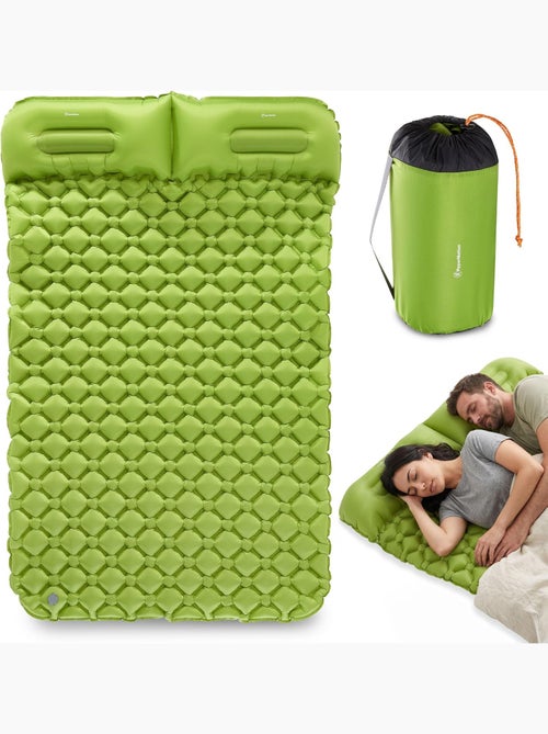 Matelas de Camp Gonflable Ultraléger de Randonnée Campmat 2 Places - Oreillers Intégrés 190x120 - Kiabi Matelas de Camp Gonflable Ultraléger de Randonnée Campmat 2 Places - Oreillers Intégrés 190x120 - Kiabi