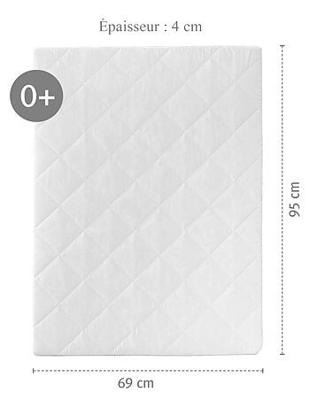 Matelas parc bébé rectangulaire avec housse piquée amovible ROBA