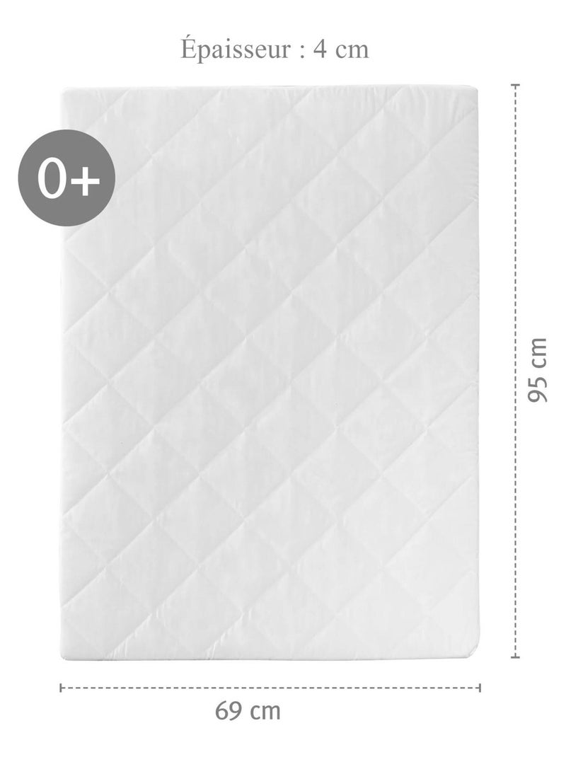 Matelas parc bébé rectangulaire avec housse piquée amovible ROBA Blanc - Kiabi