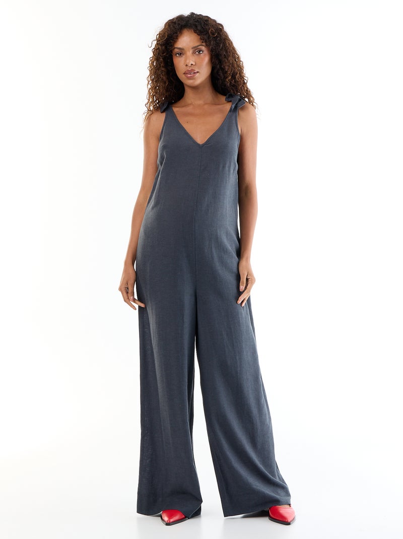 Maternity jumpsuit van linnenmix Blauw - Kiabi