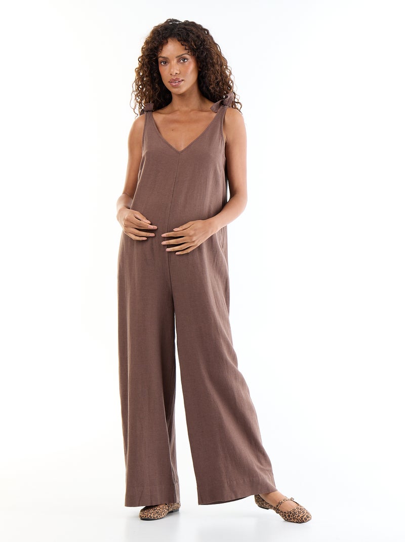 Maternity jumpsuit van linnenmix Bruin - Kiabi