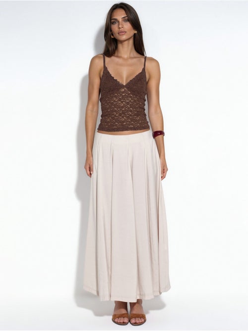 Maxi a-lijnrok met hoge taille busem - Kiabi