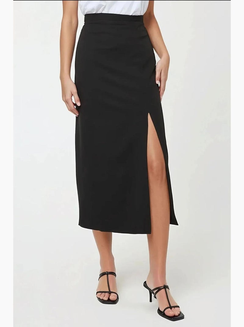 Maxi bodycon rok met split hiccup Zwart - Kiabi