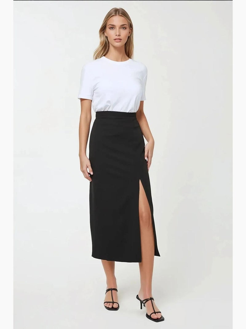 Maxi bodycon rok met split hiccup Zwart - Kiabi